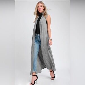 Montagne by Neiman Marcus NEW with tags Gray Sleeveless Maxi Vest